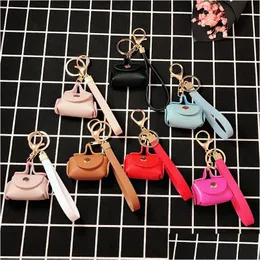 Keychains Lanyards Creative Bag Keychain Pu Leather Keyring Mini Tote Car Key Pendant Jewelry for Girls Drop Delivery Fashi Dhgarden Dh7yq