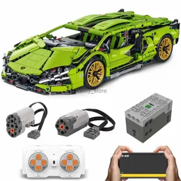 مركبة ألعاب 1280pcs التقنية Green Lamborghinis Super Sports Build Build MOC Model Racing Moster Assolbly Toy Toy for Kids Giftsl231114