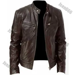 Giacca bomber in pelle firmata Autunno Inverno Uomo Cappotti Colletto alla coreana Cerniera Nero Motor Biker Moto in pelle Giacche da uomo per giacche a vento Cappotto 0UE6