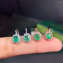 Dangle Küpeler Doğal Emerald 925 Silver Ladies Üst düzey Tasarım Lüks Atmosfer Takı Satışları ile Satış Satışı