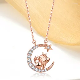 Kedjor Foyuan Silver Color Zodiac Cow Necklace Women's Korean Personalized Zircon Star Moon Pendant Jewelry