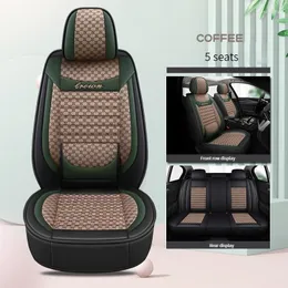 Car Seat Covers 5 Piece Set Universal Leather Flax Splicing Cover Fit 301508 5008 20083008 4008 4007 3008 508SW Accessories
