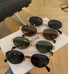 23SS Designer Triomphe Triumphal Arch Fashionable Gold Fashion Versatile Sunglasses Ins Tiktok Glasses Ellipse Sunscreen