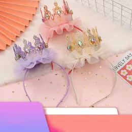 Party hoeden Little Princess Birthday Cake Party Hoofdtekel Hoofdband Kroon Decoratie Gelukkige verjaardagsfeestje Decor Kid Girl Baby Shower Supplies W0413