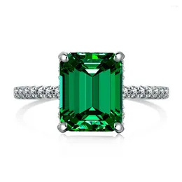 Cluster Rings WPB S925 Sterling Silver Women Rectangular Emerald Ring Female Luxury Jewelry Bright Zircon Design Girl Gift Party