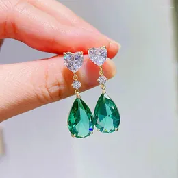 Orecchini a cerchio alla moda color oro verde blu Waterdrop vintage semplice cristallo per le donne regalo di gioielli per feste all'ingrosso