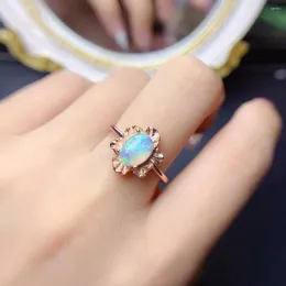 클러스터 링 10 월 Birthstone Opal Ring 925 Sterling Silver Natural Solitaire Engment Women 's Leaf