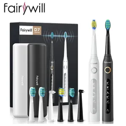 Zahnbürste Fairywill Sonic Elektrische Zahnbürste Ultra Sonic Schnelles USB-Ladegerät Wasserdicht IPX7 5-Modus Fairywill FW-507 mit 3 Bürstenköpfen Geschenk 231113