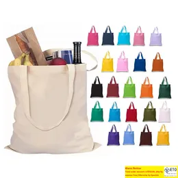 100pcslot High Quality Reusable Cotton Grocery Shopping Bag Promotional Plain Canvas Tote bags Custom Logo Printed