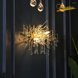 Wandleuchten Moderne Luxus-Kristalllampe Beleuchtung Nordic LED Golden Gloss Lights Bedside Hintergrund Wohnzimmer