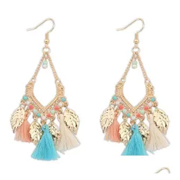 Dangle Chandelier New Fashion Women Bohemia Colorf Feathers Gold Plated Earrings Tassels Long Earings Tassel Drop Delivery Dhgarden Dhgkh