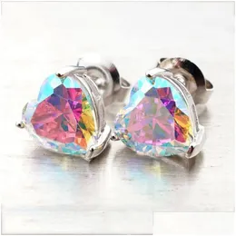 Stud 1 Pair Fashion Jewelry Mticolor Cube Earrings Colorf Crystal Zircon Love Heart For Girls Drop Delivery Dhgarden Dhtvw