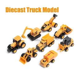 Diecast Model Cars New 8タイプDiecast Mini Alloy Construction Engineering Car Dump-Car Dump Truck Model Classic Toy for Children Boy Giftl231114