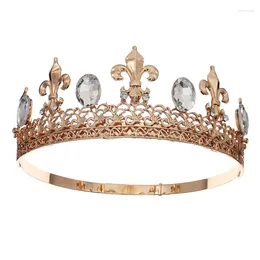 Hårklipp vintage King Men's Crown Baroque Wedding Dress Headwear European och American Amazon Ornament Alloy Rhinestone