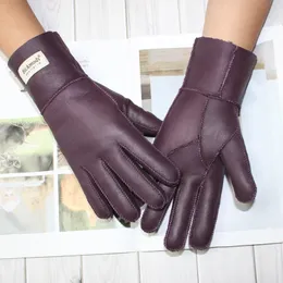 Fem fingrar handskar kvinnors päls allinon fårskinn handskar läder färg varm vinter ull foder vind och kall 231114