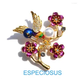 Broches vintage pino mix cor pássaros flor strass jóias broche pintado de ouro cristal girafa feminino peito vestuário da senhora