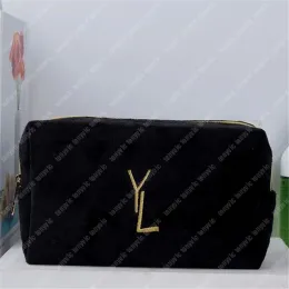 Tasarımcı Velvet Makyaj Çantası Kadınlar İçin Lüks Y Kozmetik Çanta Fermuarı Makyaj Çantası Mens Yıkama Tuvalet Çantası Yumuşak Moda Pochette Marka Yıkama Çantası