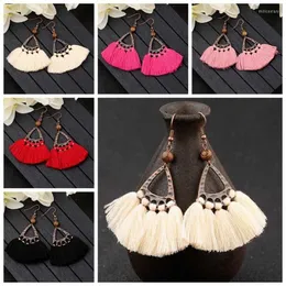 Dangle Earrings Beads Stud Women Tassel Wooden Charming Style Colorfulless