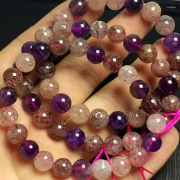 Link Bracelets Wholesale 1ps Natural Multi Gemstone Quartz Amethyst Bracelet 6mm 8mm 9mm 10mm Round Bead Genuine Semi-Precious Gem Jewelry