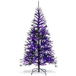 Decorações de Natal Costway 6FT PreLit Articulada Árvore de Halloween Preto w 250 Luzes LED Roxas 25 Ornamentos 231113