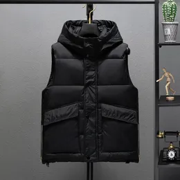 Men's Vests #3631 Black Green Hooded Vest Coat Men Slim Zipper Sleeveless Jacket Warm Bodywarmer Sleeveless Jacket Pockets Vest Waistcoat 231113