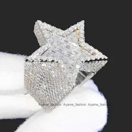 Factory Custom Hiphop Gioielli Hiphop Sier VVS Moissanite Diamond Hip Hop Star Iced Letter Ring Men