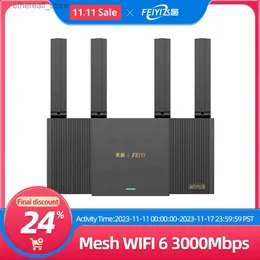 Routers FEIYI WiFi 6 Router AX3000 Dual Band 2.4G Wifi6 Mesh Router 5GHz Full Gigabit Ethernet RJ45 Ports WIFI 6 Mesh Repeater Amplifier Q231114