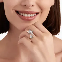 Pierścień GRAFE MOISSANITE Pierścionek zaręczynowy 925 Srebrny projekt otwierający luksusowy pełny diament najwyższej jakości marki projektant 020