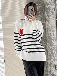 Designer Classical Black White Stripe Knitted Jumper Sweater Heart Coeur Paris Sweat Men Women Pull Turtleneck Love Clothing Lovers Sell like hot cakes Popular