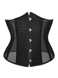 Women's Shapers Gothic Mesh Breathable Corset Women Sexy Bustier Waist Cincher Slimming Body Shaper Plus Size Underbust Corselet Black Clubwear 230414