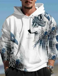 Men's Hoodies Sweatshirts Wolf Graphic Men's 3D Print Pullover Streetwear Hoodies Dark Green Long Sleeve Hooded Print Spring Fall Designer 2023 zln231114