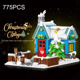 Blocks 775PCS Winter Snow House Building City View Christmas Hut Snowman Santa Claus Tree Model Bricks Toys Children Present 231114