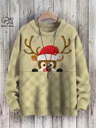 Męskie swetry 3D Printing Series Tree Santa Claus Hat Elk Wzór Ugly Sweater Winter Street Casual Unisex S2 231114