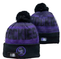 Rockies Beanie Colorado Beanies Alle 32 Teams Gestrickte Bündchen-Pom-Männerkappen Baseballmützen Gestreifte Sideline-Wolle Warme USA College-Sport-Strickmützen Kappe für Frauen