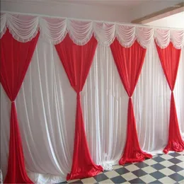 Dekoracja imprezy Ramadan Dekoracje 3x6m (10ftx20 stóp) Ice Silk White Wedding Curtain Tła z warstwami na baby shower