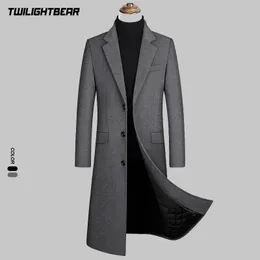 Kurtki męskie 2023 Zimowe płaszcze wełny zagęszcza długie bawełniane płaszcz Slim Business Casual Płaszcz Mężczyzn wełniany wykop T3F9009 231113