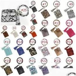 Party Favor Leopard Print Pu Leather Tassel Pendant Armband Ladies Keychain Wallet Card Paket Affärsinnehavare Drop Delivery Home DHB6G