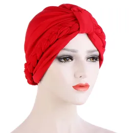 India Turban Cap muslimska kvinnor Hijab Chemo Hat Braid Headscarf Beanie Bonnet Canner Islamic Headwear Wrap Hair Loss Cover