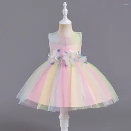 Vestidos de menina para bebê e criança vestido flor malha colorida fio fofo princesa