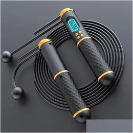 Jump Ropes Jump Ropes 2 i 1 Mtifun Speed ​​Skip Rope med Digital Counter Professional Ball Lager och icke-halkhandtag Hoppar Calorie DHSPC