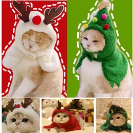 개 의류 고양이 작은 개 크리스마스 의상 가을 겨울 따뜻한 망토 산타 순록 코스프레 재미있는 애완 동물 케이프 옷을 입는 옷 소품 231114