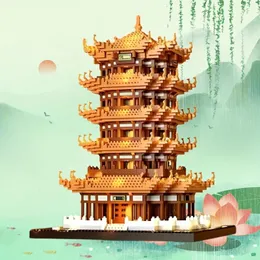 Blocks Micro Building for Adults Yellow Crane Tower Chinese Ancient Famous Architecture Collection DIY Toys Gift Set Kids 231114