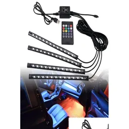 Other Interior Accessories Car Led Strips Lights 364872 Ambient Rgb Usb 12V Decorative Lamp App Wireless Remote Mode6591505 Drop Del Dhpqj