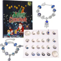 Necklace Earrings Set WANGAIYAO Advent Blue Department Christmas Countdown Calendar Gift Box DIY Beaded Bracelet Dream Starry