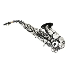 Nuovo sassofono soprano piegato nichelato nero soprano piccolo sassofono piegato per insegnamento professionale