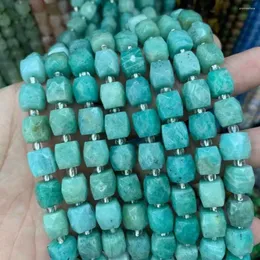 Lösa ädelstenar kub fasetterade naturliga Amazonite Stone -pärlor Gemstone DIY för smycken som gör sträng 15 "Partihandel!