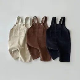 Overalls Toddler Baby Corduroy Overalls Pants Spring Boys Solid Jumpsuit Trousers Girls Loose Casual Pocket Romper Kids Suspender Pants 230414