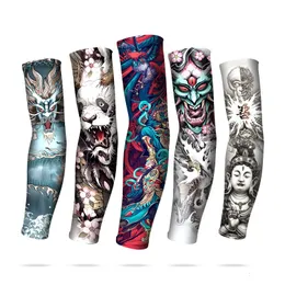 Rękawiczki sportowe Tatuaż Rękawy bezproblemowe mężczyzn Armguard na świeżym powietrzu rowerzystki jazdy krem ​​przeciwsłonecznym Lonsleeve Ice Silk Summer Women Mitts Arm 230413