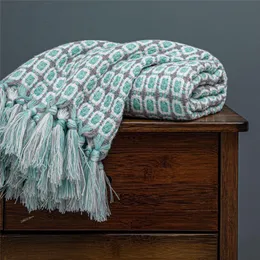 Одеяла DiMi Tassels Travel Lide Learklend Paladding Home Decor вязаное одеяло для кровати геометрическое жаккардовое покрытие одеяла 230414