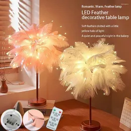 Table Lamps Feather Decor Light LED Night Lamp Bedroom Bedside Mood Coffee Tables Lighting Stand Decorate
